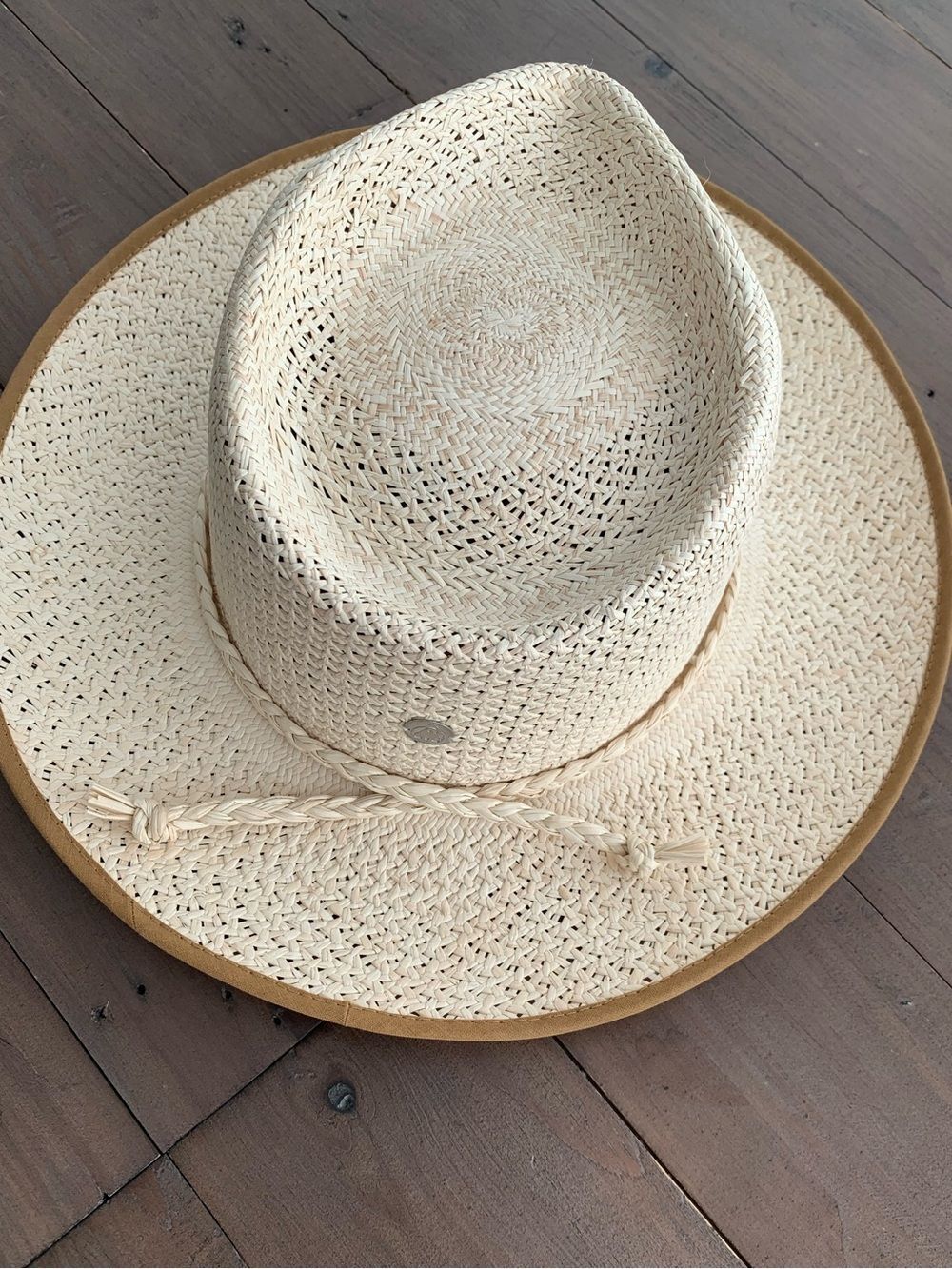 RRP US$256 Freya X Veronica Beard palm straw hat natural NWT L